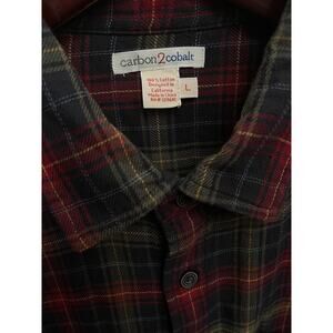 Carbon2Cobalt Mens L Shirt Upper Echelon Long Sleeve Plaid Red Green Cotton